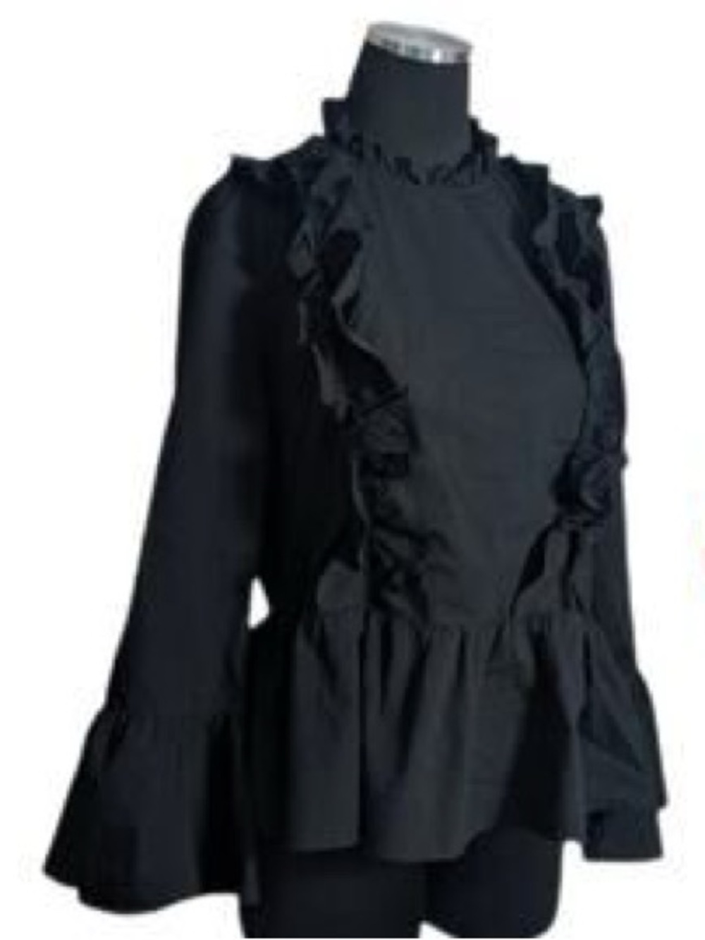 Amaryllis Black Ruffle Peplum Blouse